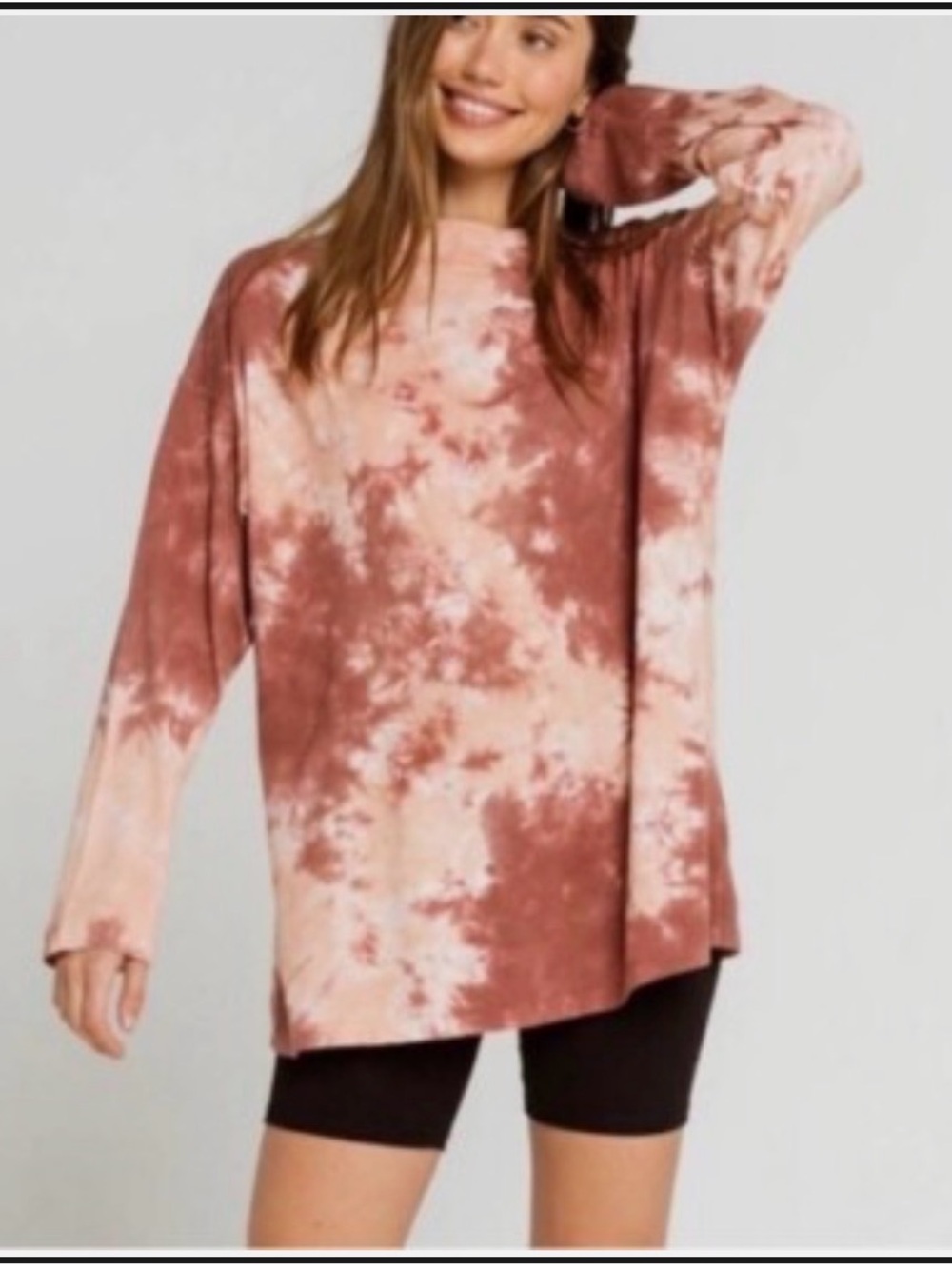 FREE PEOPLE WE THE FREE Long Sleeve Oversized T-Shirt Tie-Dyed